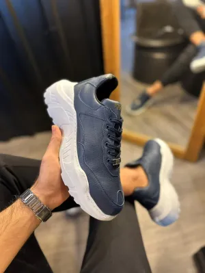 Men's Sneaker High Sole Casual Shoes N75 Navy