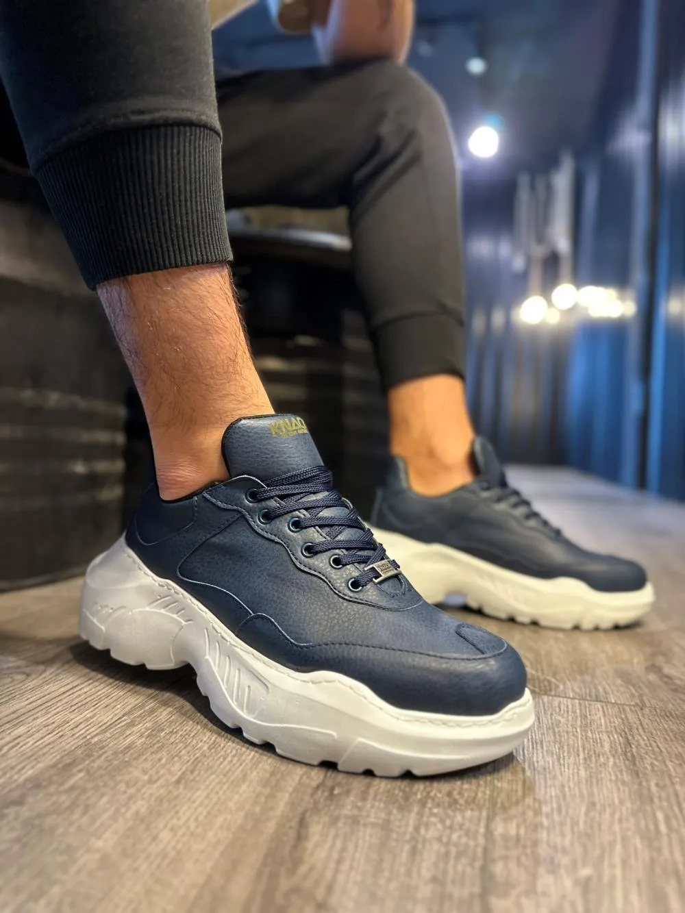 Men's Sneaker High Sole Casual Shoes N75 Navy