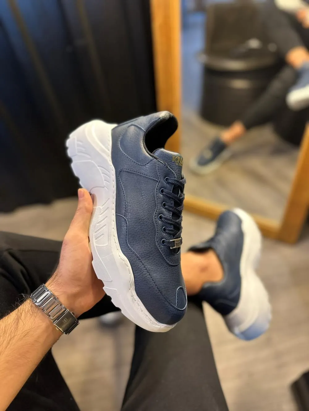 Men's Sneaker High Sole Casual Shoes N75 Navy
