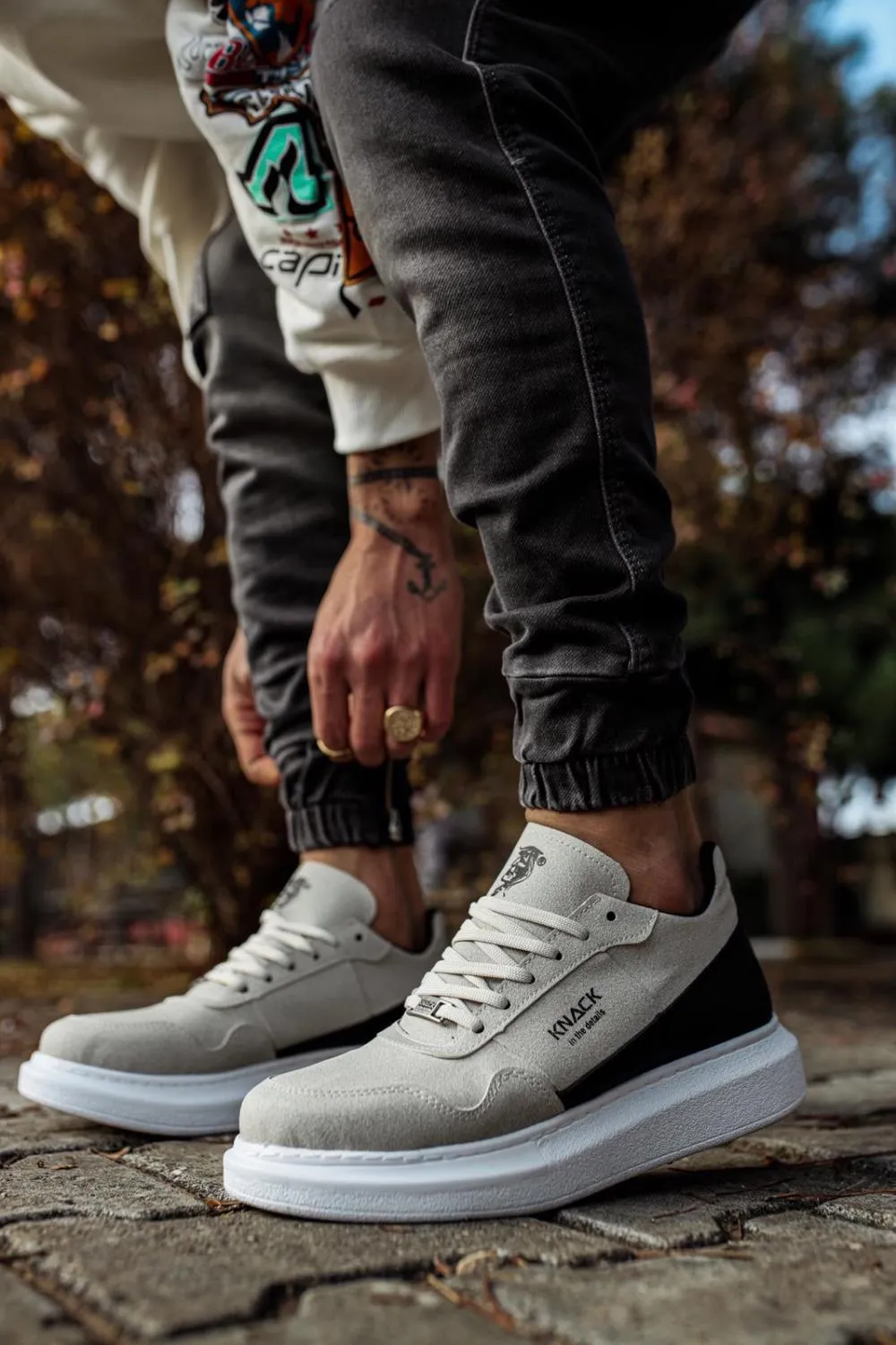 Mens Sneaker  High Sole Casual Suede Shoes 040 Stone
