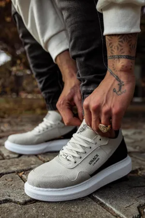 Mens Sneaker  High Sole Casual Suede Shoes 040 Stone