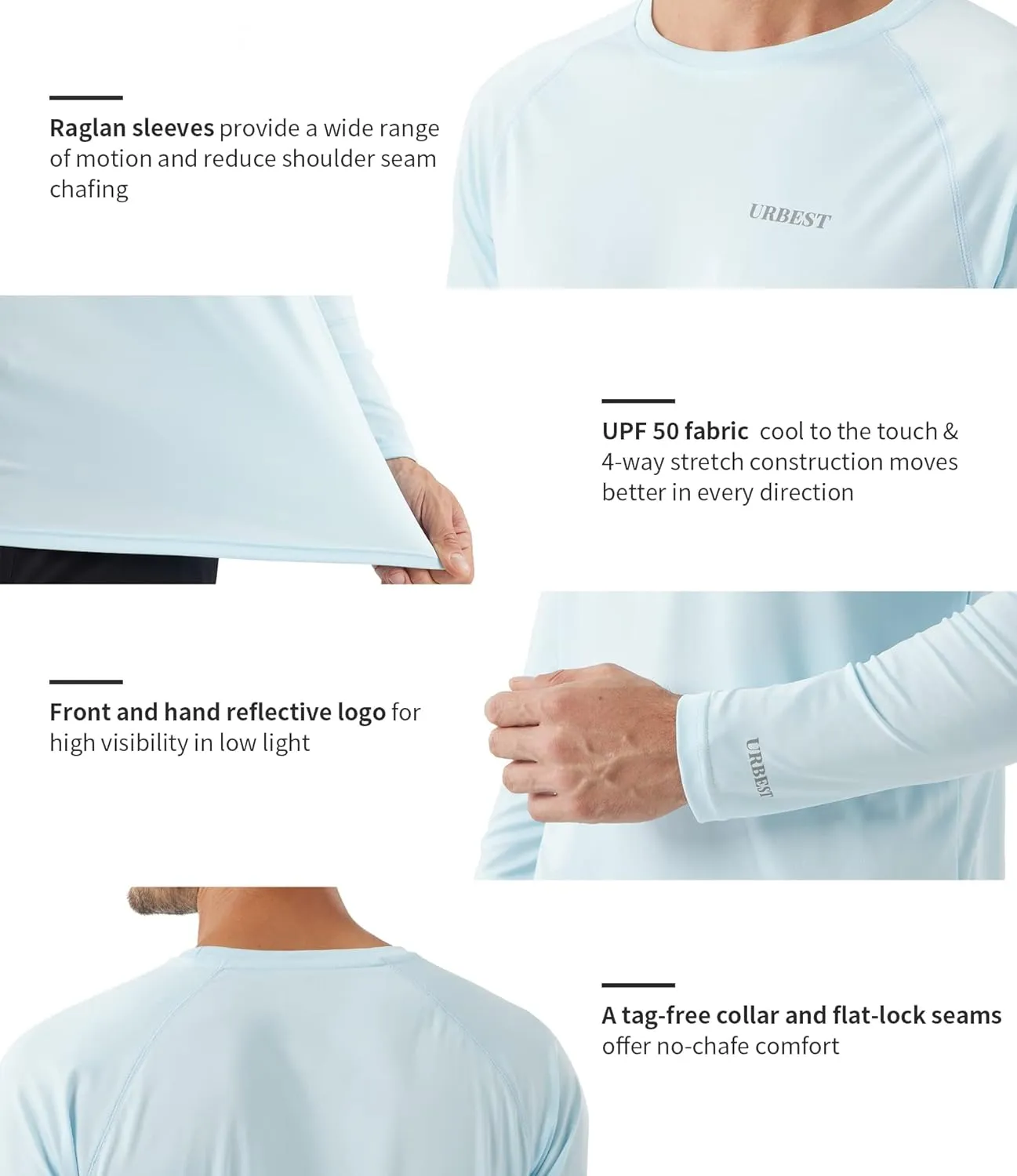 Men's Sun Protection Shirts UV SPF UPF 50  Long Sleeve Rash Guard Fishing Running Swim Quick Dry Lightweight