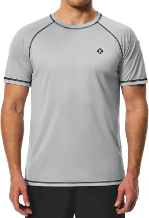Men's Swim Shirts Quick Dry Rash Guard UPF 50  Sun Protection Fishing Beach Water Shirts Short Sleeve