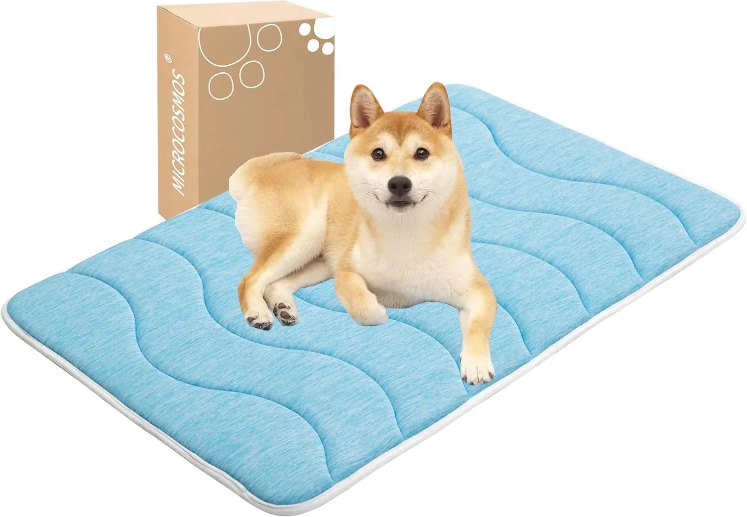 MICROCOSMOS 0.8" Thick Cooling Dog Foam Pad & Summer Pet Sleeping Mat, Machine Washable, Materials Safe, Portable Flat Pet Bed for Dogs.(Sky Blue, 36" x 23")