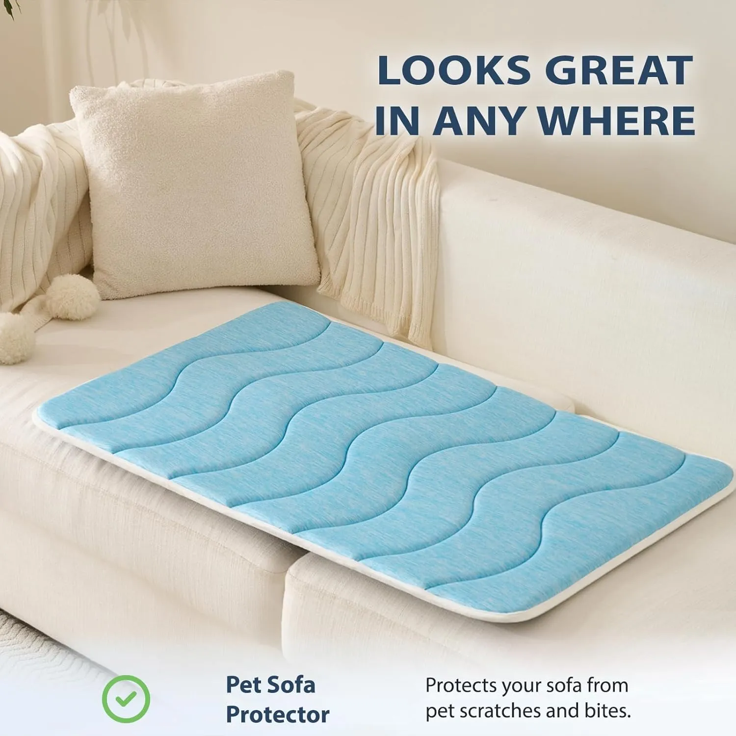 MICROCOSMOS 0.8" Thick Cooling Dog Foam Pad & Summer Pet Sleeping Mat, Machine Washable, Materials Safe, Portable Flat Pet Bed for Dogs.(Sky Blue, 36" x 23")