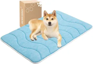 MICROCOSMOS 0.8" Thick Cooling Dog Foam Pad & Summer Pet Sleeping Mat, Machine Washable, Materials Safe, Portable Flat Pet Bed for Dogs.(Sky Blue, 36" x 23")