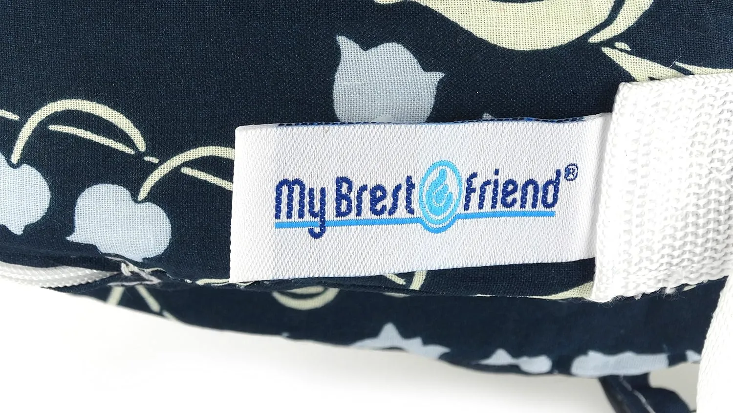 My Brest Friend Original Nursing Pillow Enhanced Ergonomics Essential Breastfeeding Pillow Support For Mom & Baby W/ Convenient Side Pocket, Double Straps & Slipcover, Navy Bluebells