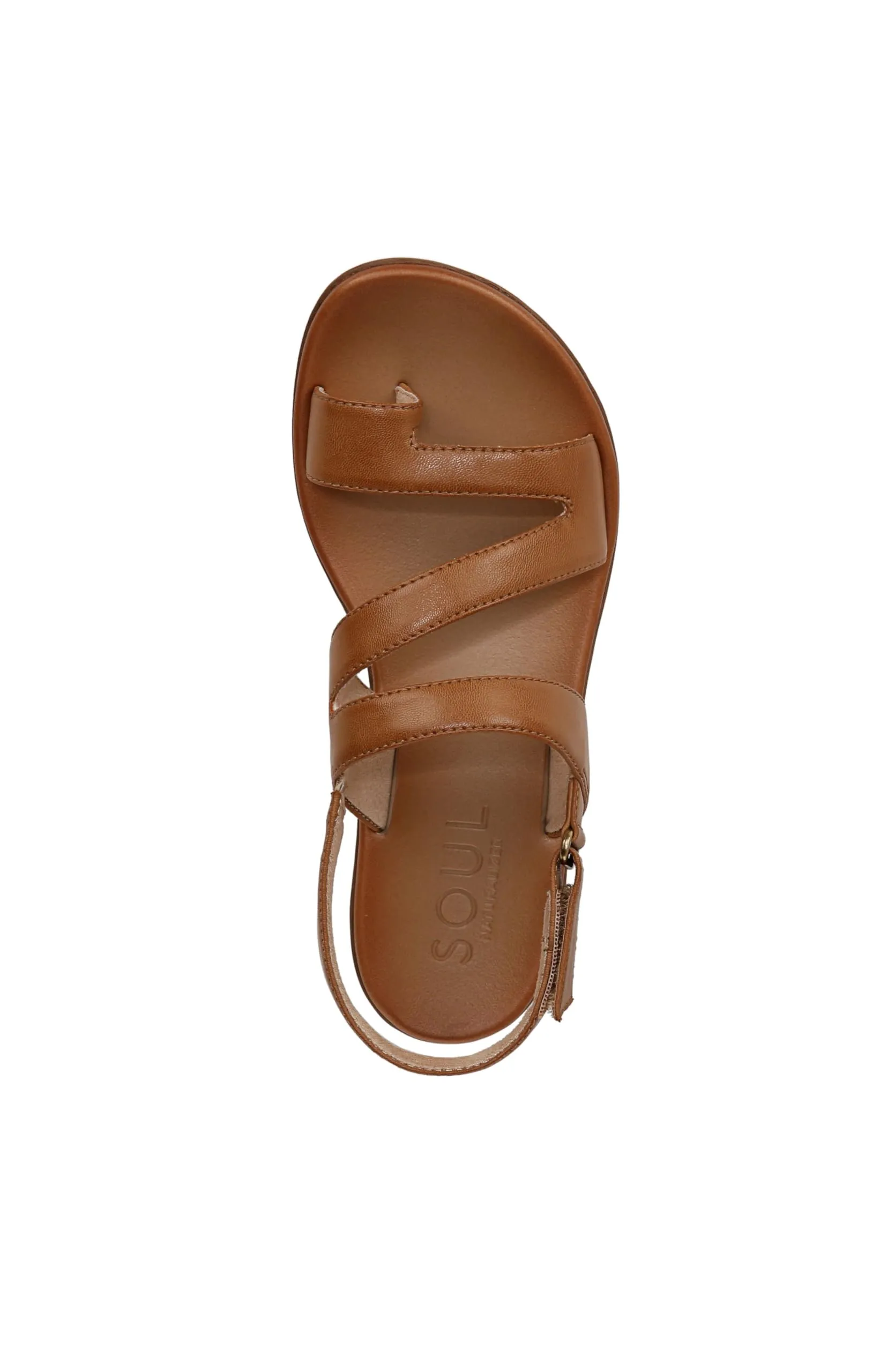 Naturalizer SOUL Womens Shakina Strappy Slingback Flat Sandal English Tea Brown 7 M