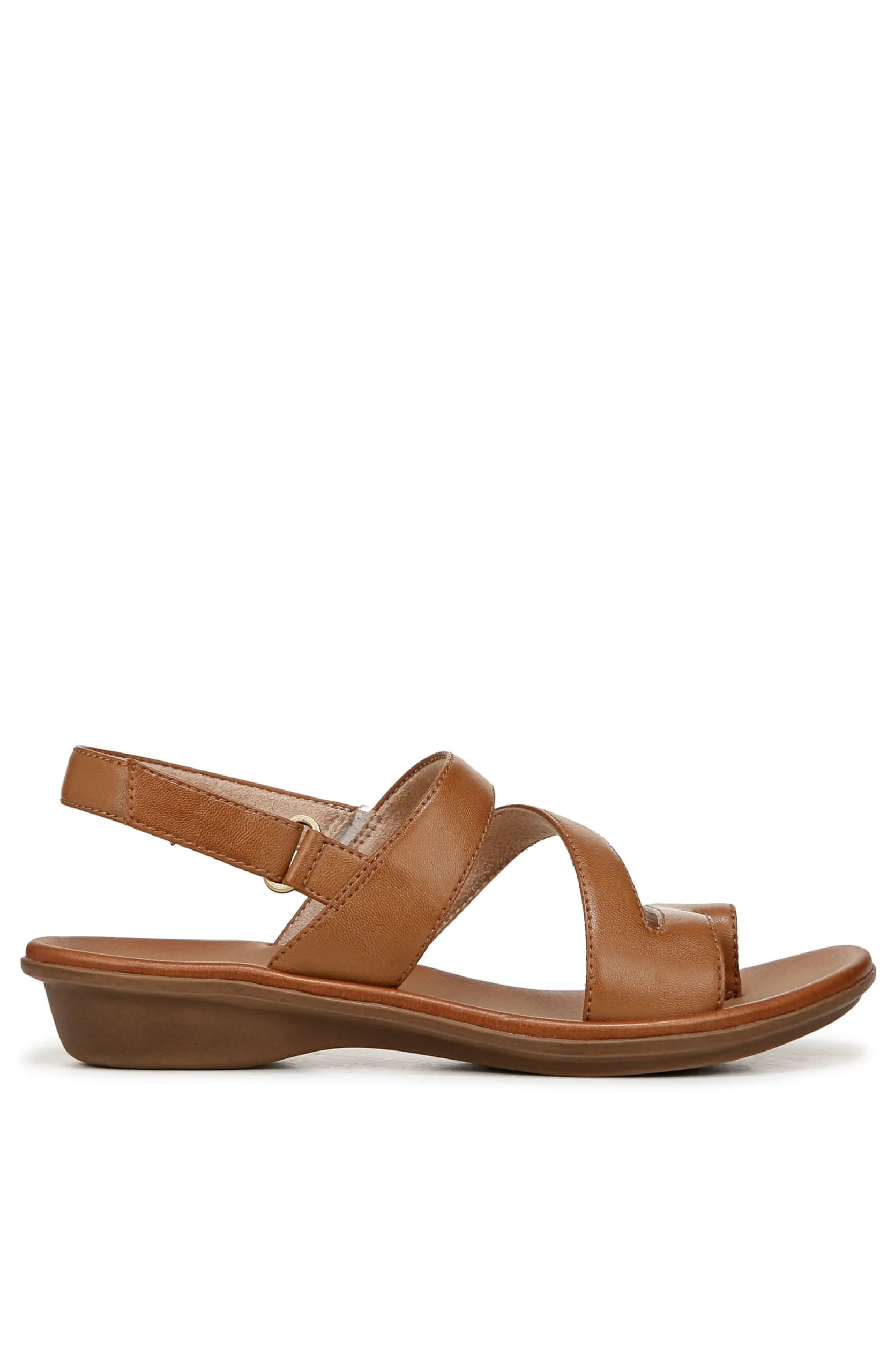 Naturalizer SOUL Womens Shakina Strappy Slingback Flat Sandal English Tea Brown 7 M