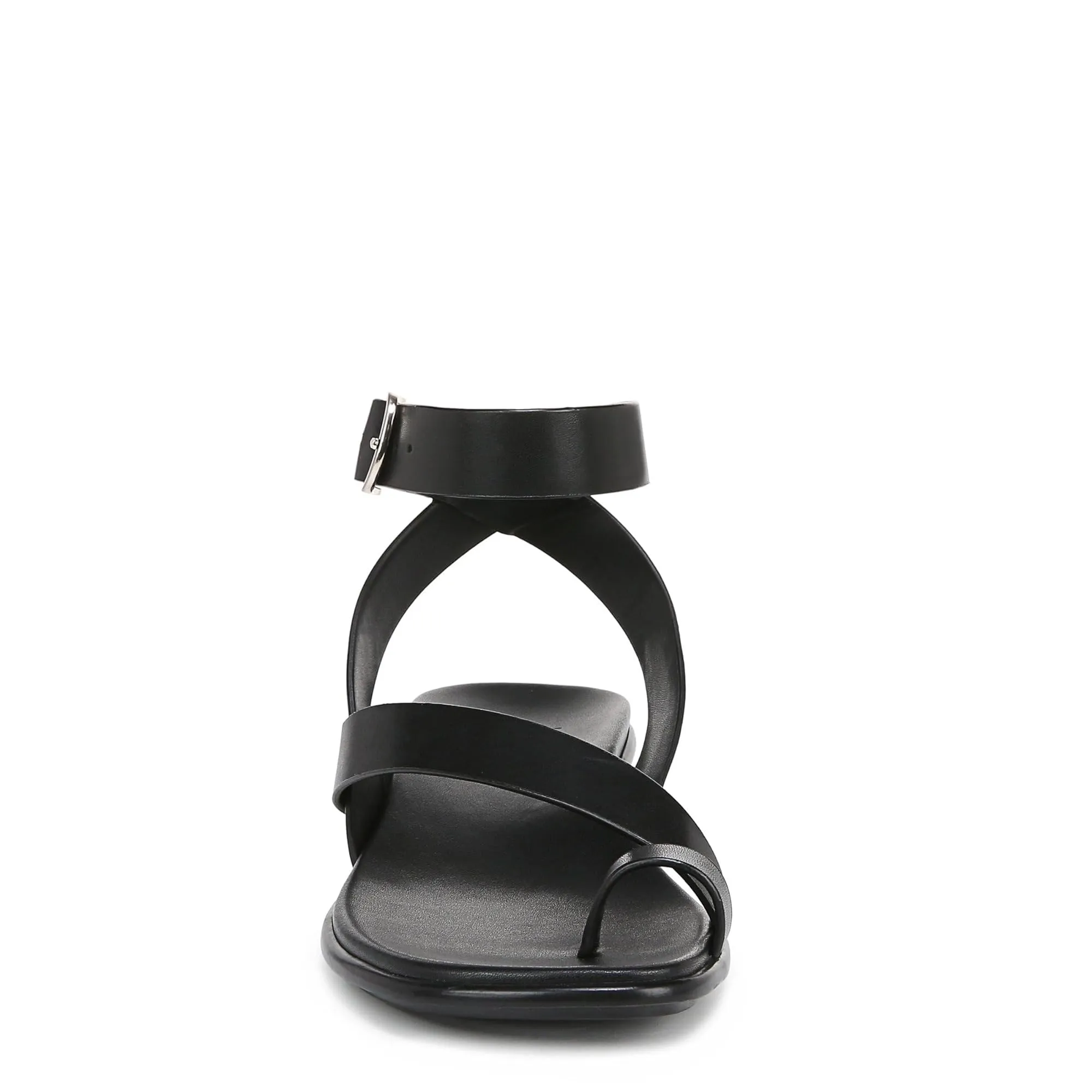 Naturalizer Womens Birch Strappy Flat Sandal Black Leather 6.5 M