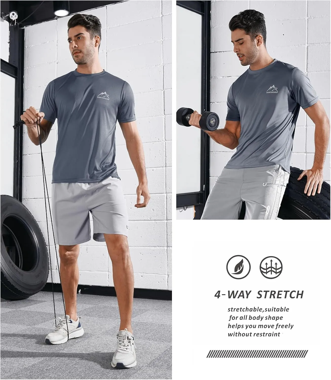 NORTHYARD Men's UPF 50  Sun Protection Shirts Swim SPF UV Quick Dry Short Sleeve T-Shirts for Athletic Fishing Rash Guard