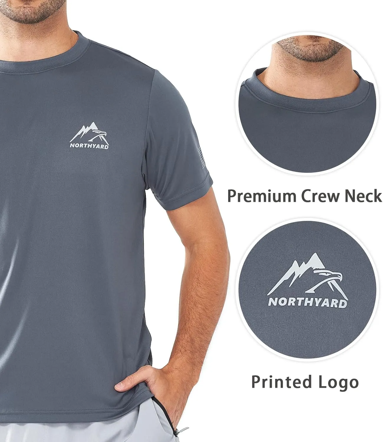 NORTHYARD Men's UPF 50  Sun Protection Shirts Swim SPF UV Quick Dry Short Sleeve T-Shirts for Athletic Fishing Rash Guard