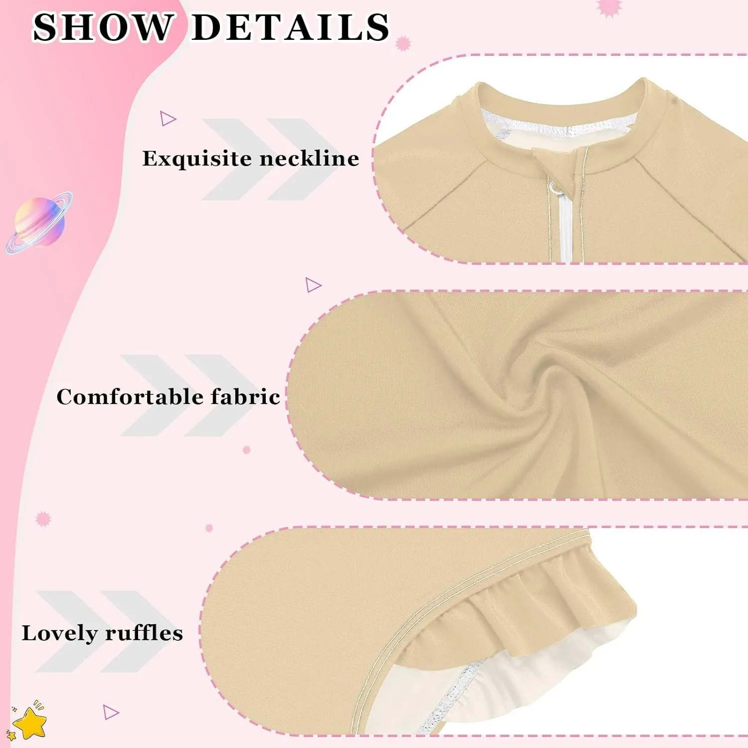 ODAWA Kids Long Sleeve Swimsuit, Moccasin Swimsuits for Toddler Girls with Sleeves Size 3T