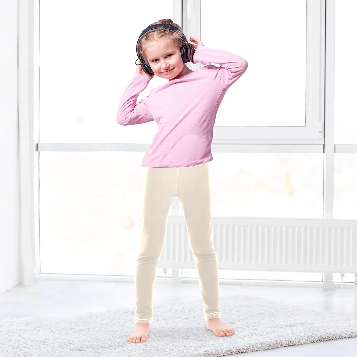 ODAWA Moccasin Girls Legging Kids Soft Stretchy Pants Full Length Stretch Pants Comfortable Bottoms, (4-10 Years)
