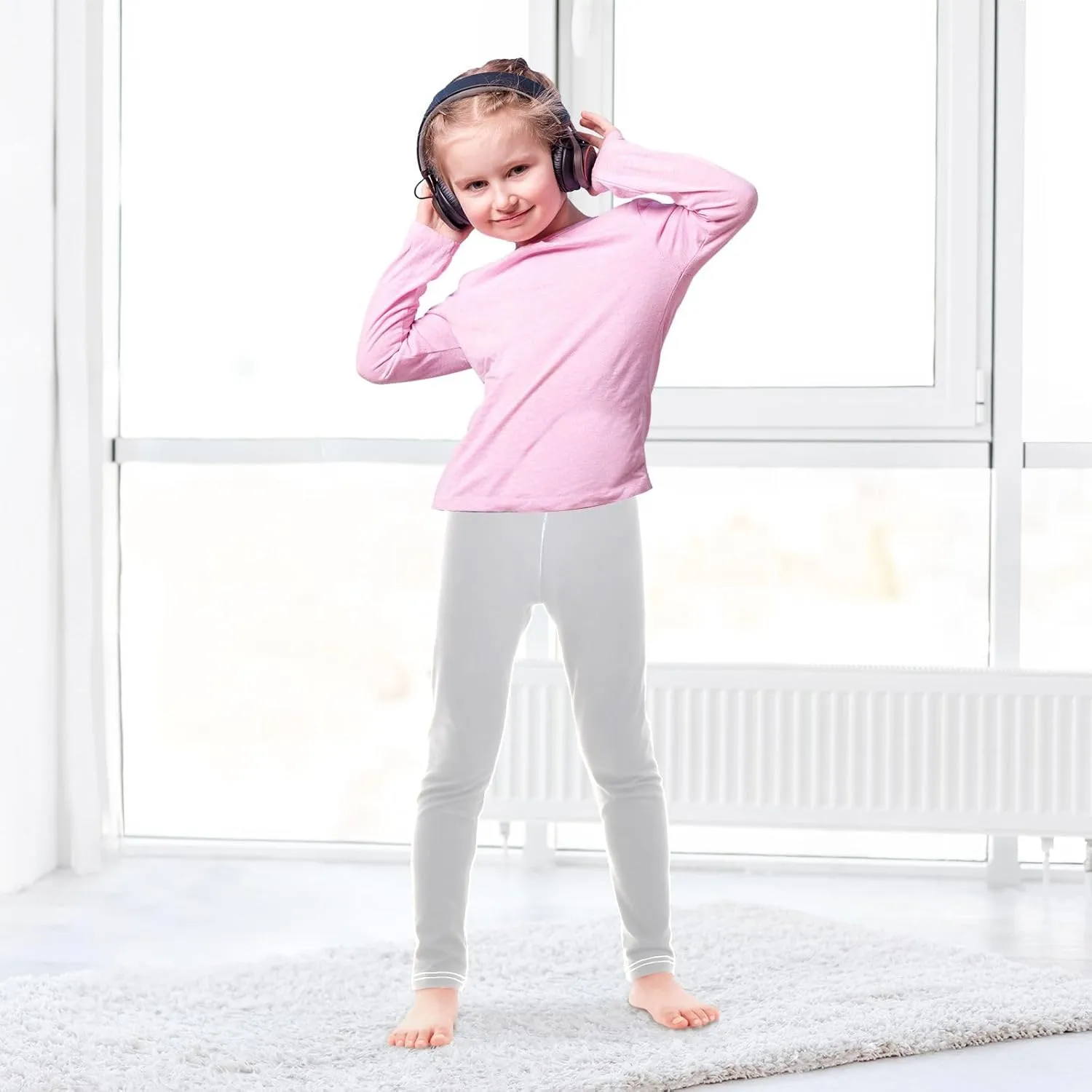 ODAWA Moccasin Girls Legging Kids Soft Stretchy Pants Full Length Stretch Pants Comfortable Bottoms, (4-10 Years)