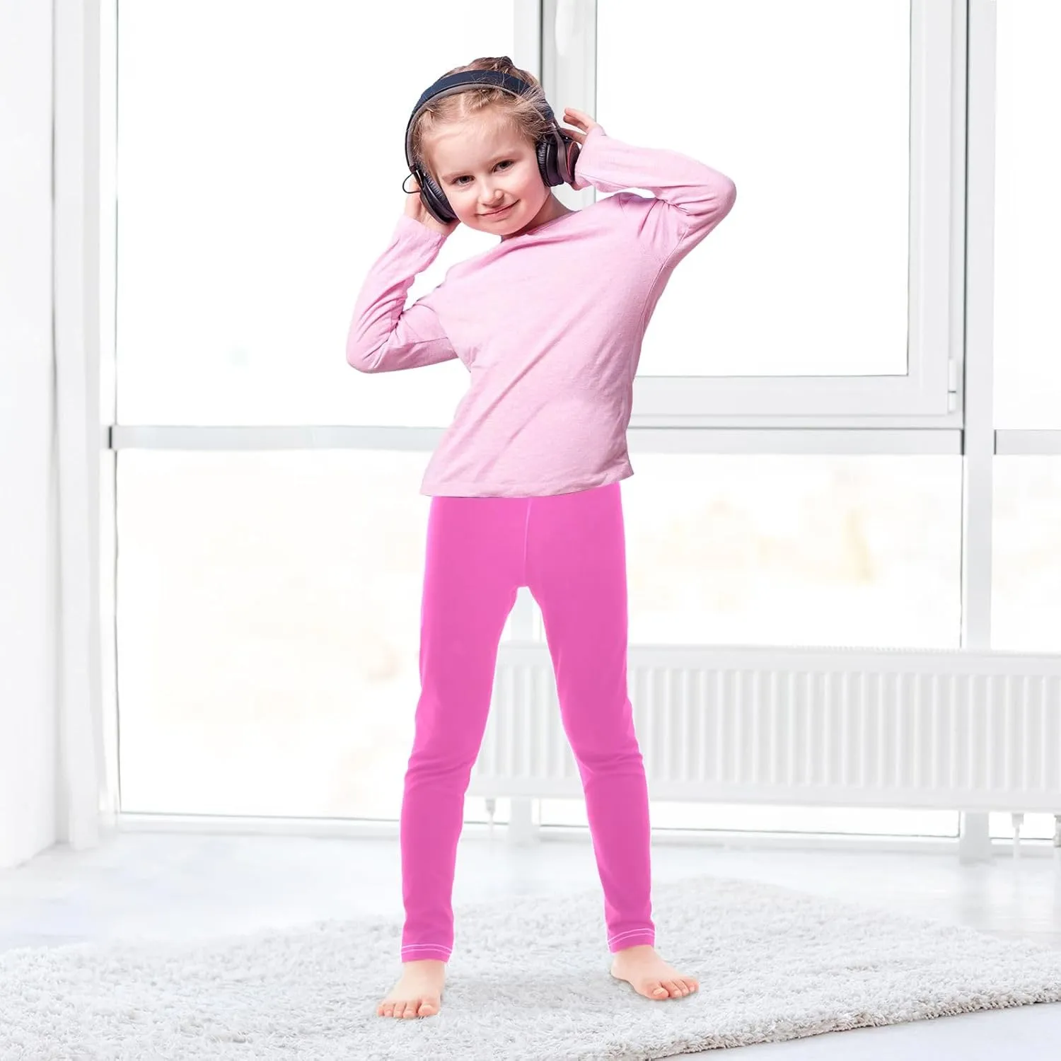 ODAWA Moccasin Girls Legging Kids Soft Stretchy Pants Full Length Stretch Pants Comfortable Bottoms, (4-10 Years)