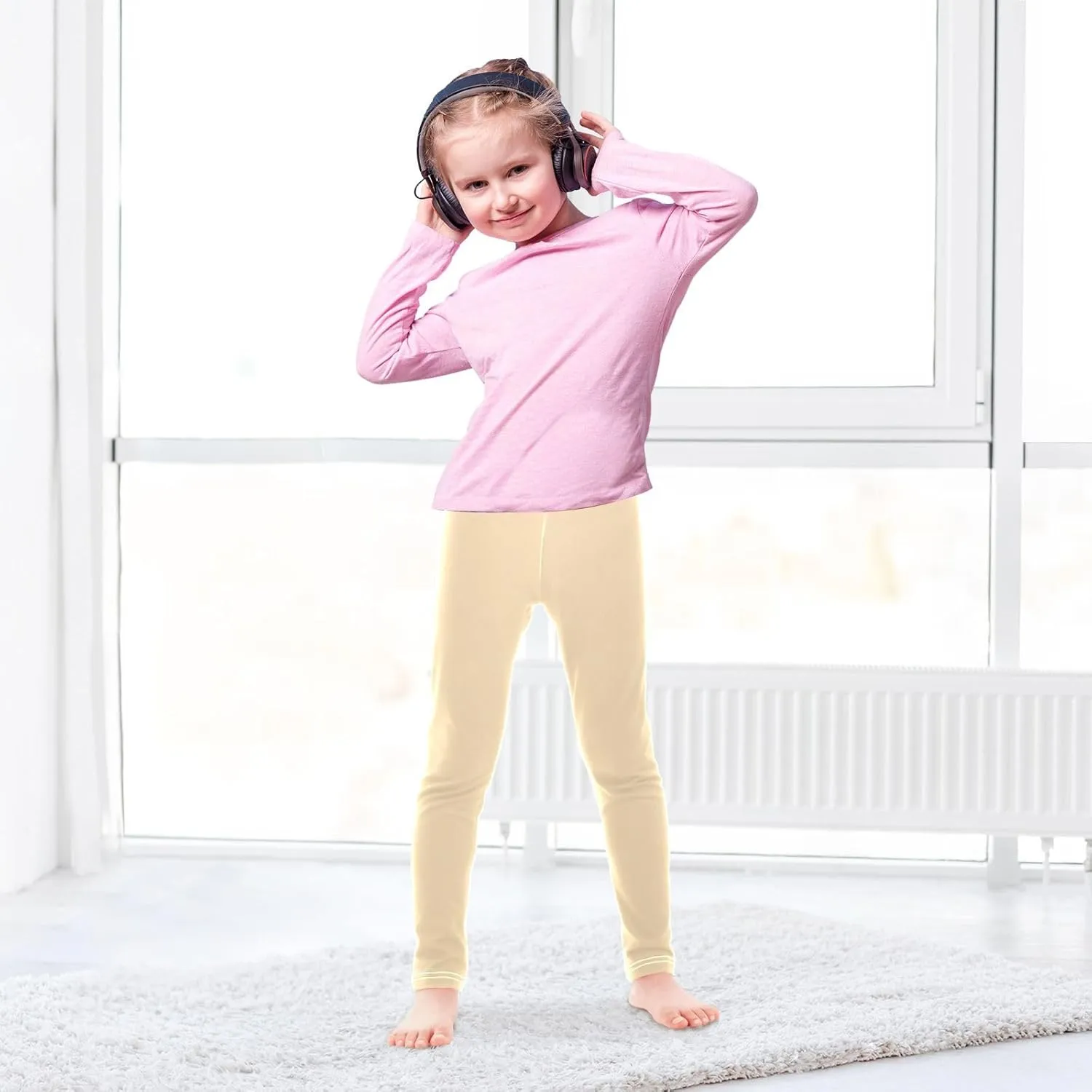 ODAWA Moccasin Girls Legging Kids Soft Stretchy Pants Full Length Stretch Pants Comfortable Bottoms, (4-10 Years)