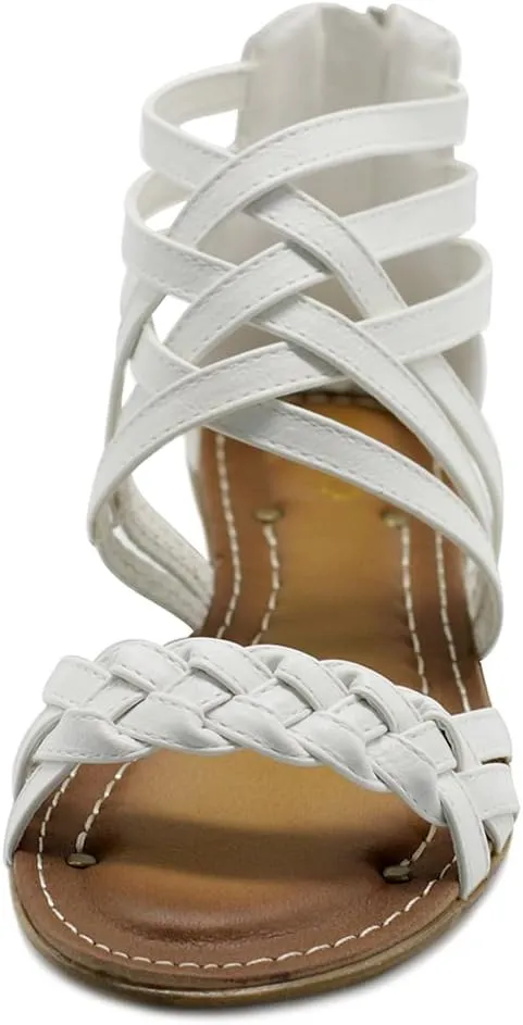 Ollio Women's Shoe Gladiator Strappy Zip Closure Multi Color Sandal