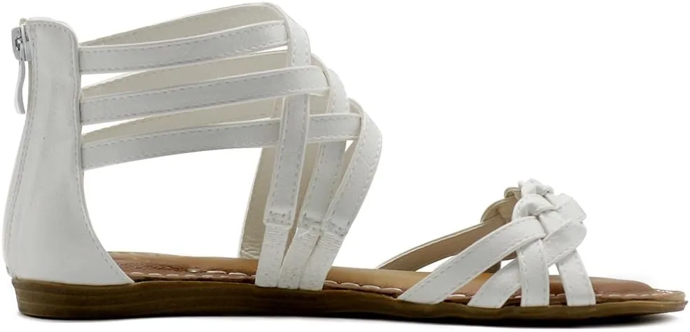 Ollio Women's Shoe Gladiator Strappy Zip Closure Multi Color Sandal