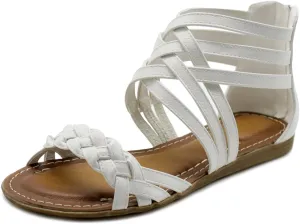 Ollio Women's Shoe Gladiator Strappy Zip Closure Multi Color Sandal