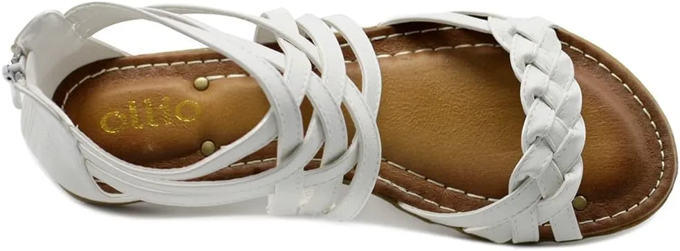 Ollio Women's Shoe Gladiator Strappy Zip Closure Multi Color Sandal