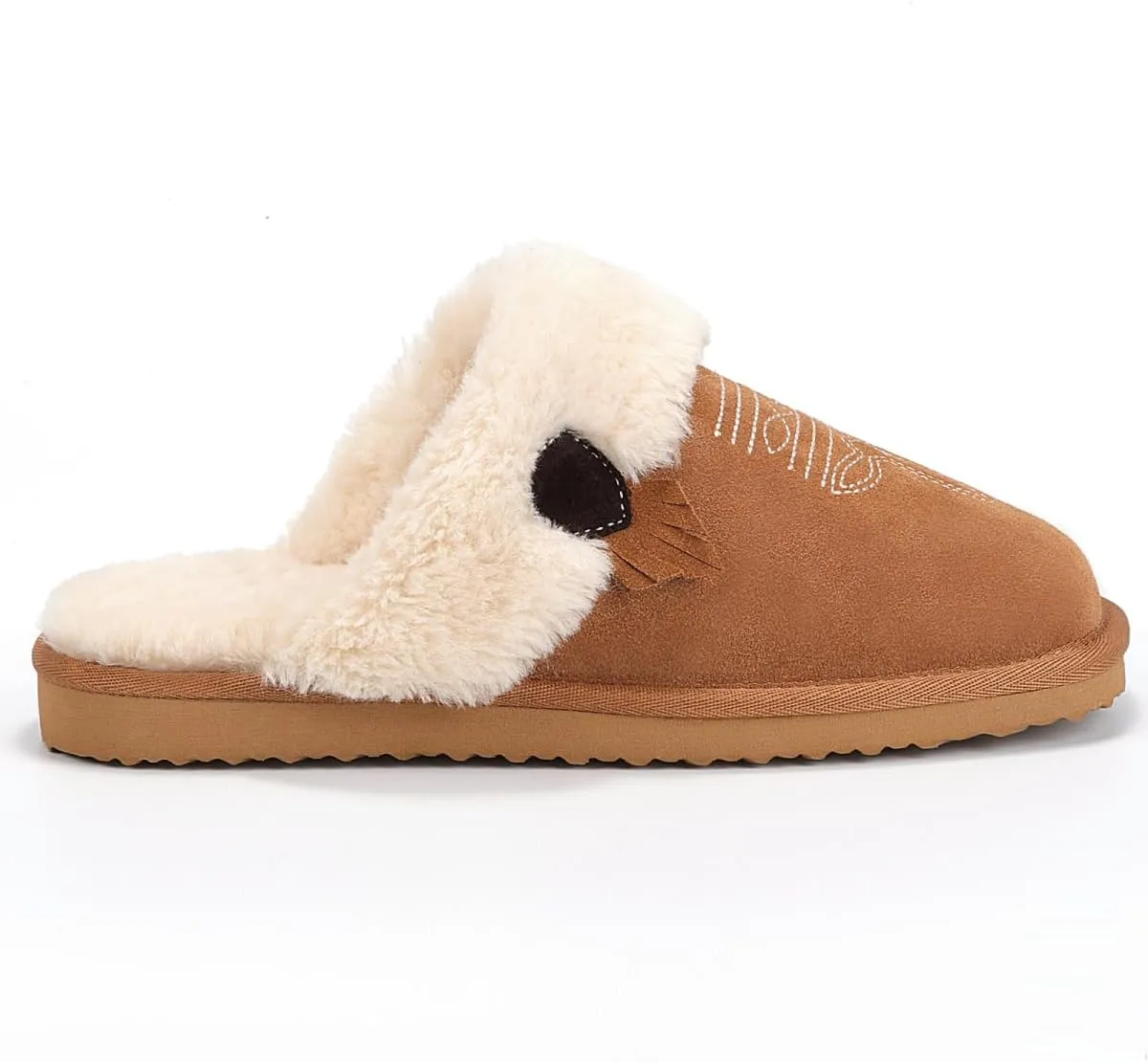 OOW Fuzzy House Slippers for Women with Memory Foam Comfy Bedroom Fluffy Western Cowgirl Boot Slippers Indoor Outdoor Square Toe