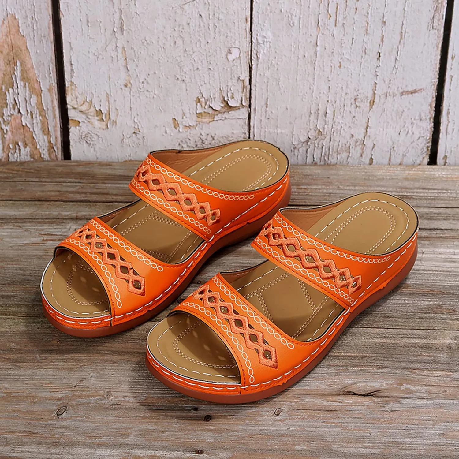 Orthopedic Wedge Sandals for Women 2025 Flat Open Toe Platform Sandals Boho Slip on Sandals Comfortable Outdoor Shoe