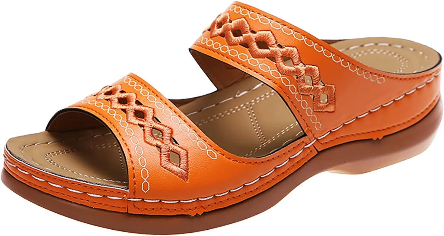 Orthopedic Wedge Sandals for Women 2025 Flat Open Toe Platform Sandals Boho Slip on Sandals Comfortable Outdoor Shoe