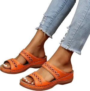 Orthopedic Wedge Sandals for Women 2025 Flat Open Toe Platform Sandals Boho Slip on Sandals Comfortable Outdoor Shoe