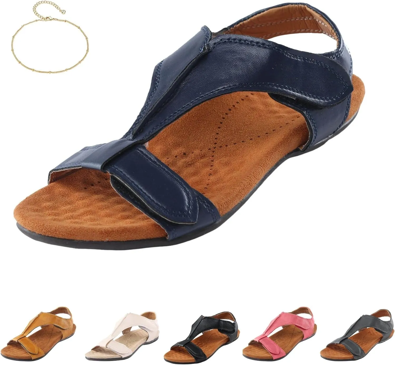 Orthowalkway Women's Comfy Orthotic Sandals, Women's Comfortable Walking Shoes Orthopedic Sandals with Arch Support