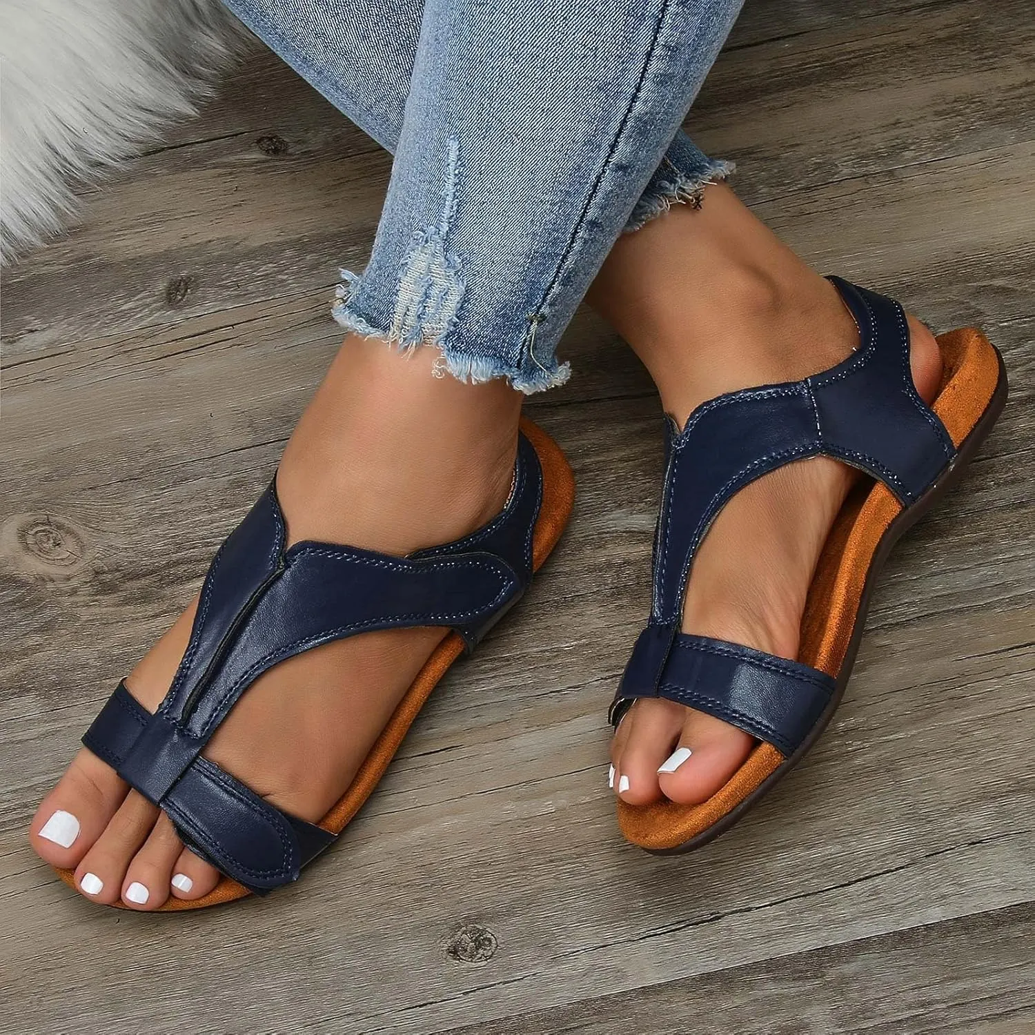Orthowalkway Women's Comfy Orthotic Sandals, Women's Comfortable Walking Shoes Orthopedic Sandals with Arch Support