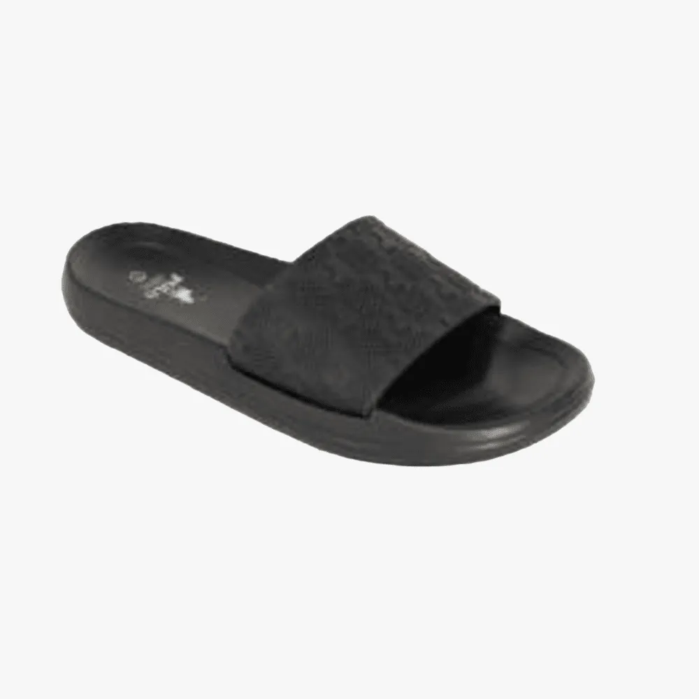 Polo Mens Block Monogram Pool Sandal Black