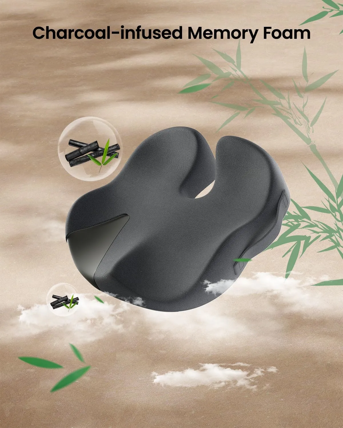 ProtoArc Seat Cushion for Tailbone Pain Relief, Office Chair Cushion, Coccyx Cushion, Ergonomic Memory Foam Seat Cushion for Home, Car, Pressure Relief Pad for Hip, Coccyx, All Day Comfort - Dark Gray