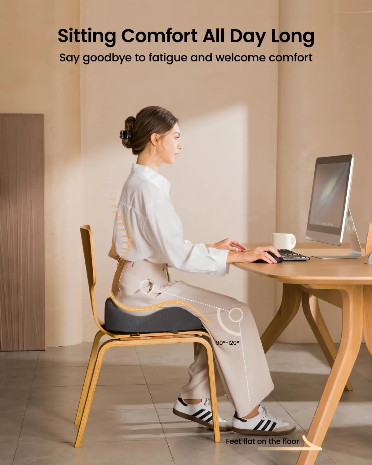 ProtoArc Seat Cushion for Tailbone Pain Relief, Office Chair Cushion, Coccyx Cushion, Ergonomic Memory Foam Seat Cushion for Home, Car, Pressure Relief Pad for Hip, Coccyx, All Day Comfort - Dark Gray