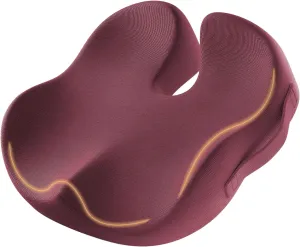 ProtoArc Seat Cushion for Tailbone Pain Relief, Office Chair Cushion, Coccyx Cushion, Ergonomic Memory Foam Seat Cushion for Home, Car, Pressure Relief Pad for Hip, Coccyx, All Day Comfort - Wine Red