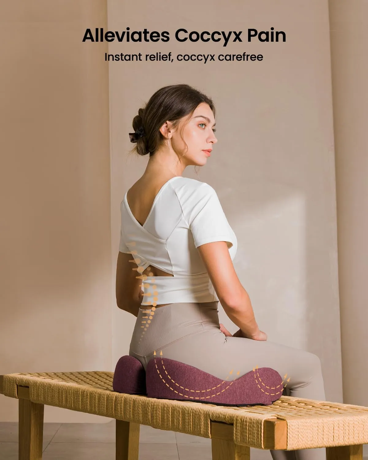 ProtoArc Seat Cushion for Tailbone Pain Relief, Office Chair Cushion, Coccyx Cushion, Ergonomic Memory Foam Seat Cushion for Home, Car, Pressure Relief Pad for Hip, Coccyx, All Day Comfort - Wine Red