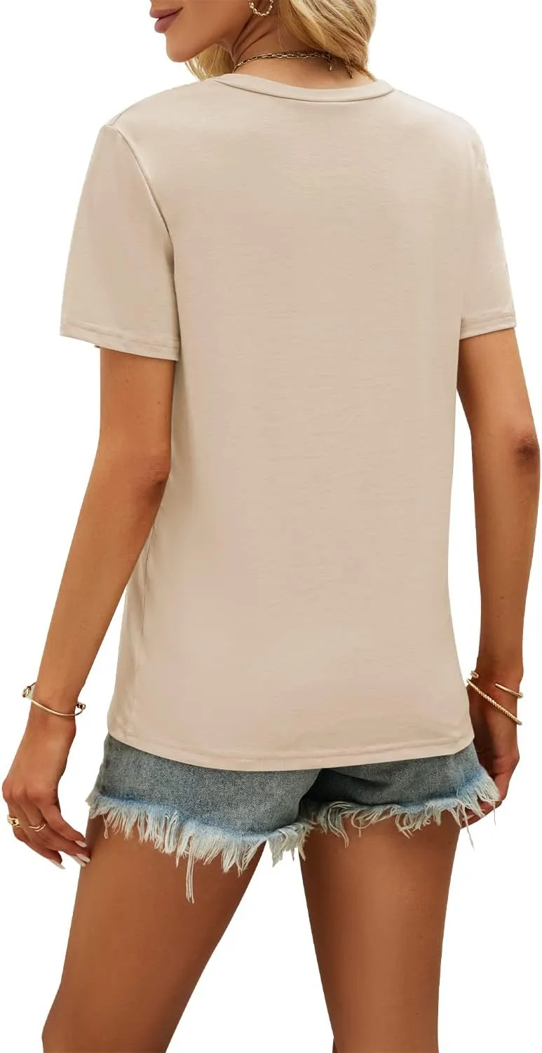ReachMe Womens Summer Cute Smile Face T-Shirts Trendy Vintage Graphic Tops Casual Loose Short Sleeve Tee Shirts