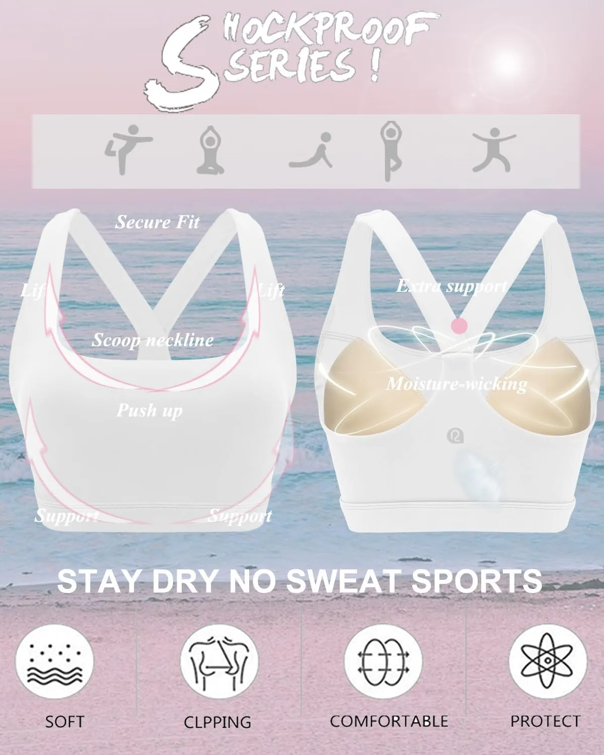 RUNNING GIRL High Impact Sports Bras for Women,Racerback Running Bra Workout Crop Tank Tops Longline Sports Bra Push up