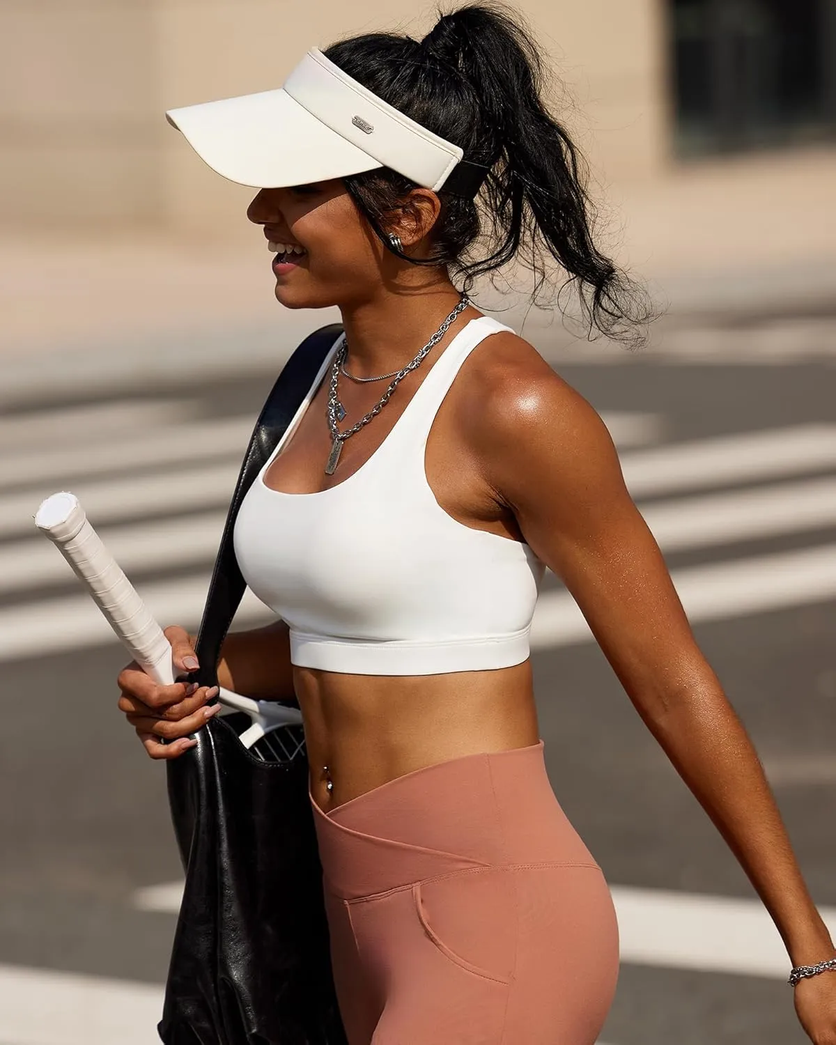 RUNNING GIRL High Impact Sports Bras for Women,Racerback Running Bra Workout Crop Tank Tops Longline Sports Bra Push up
