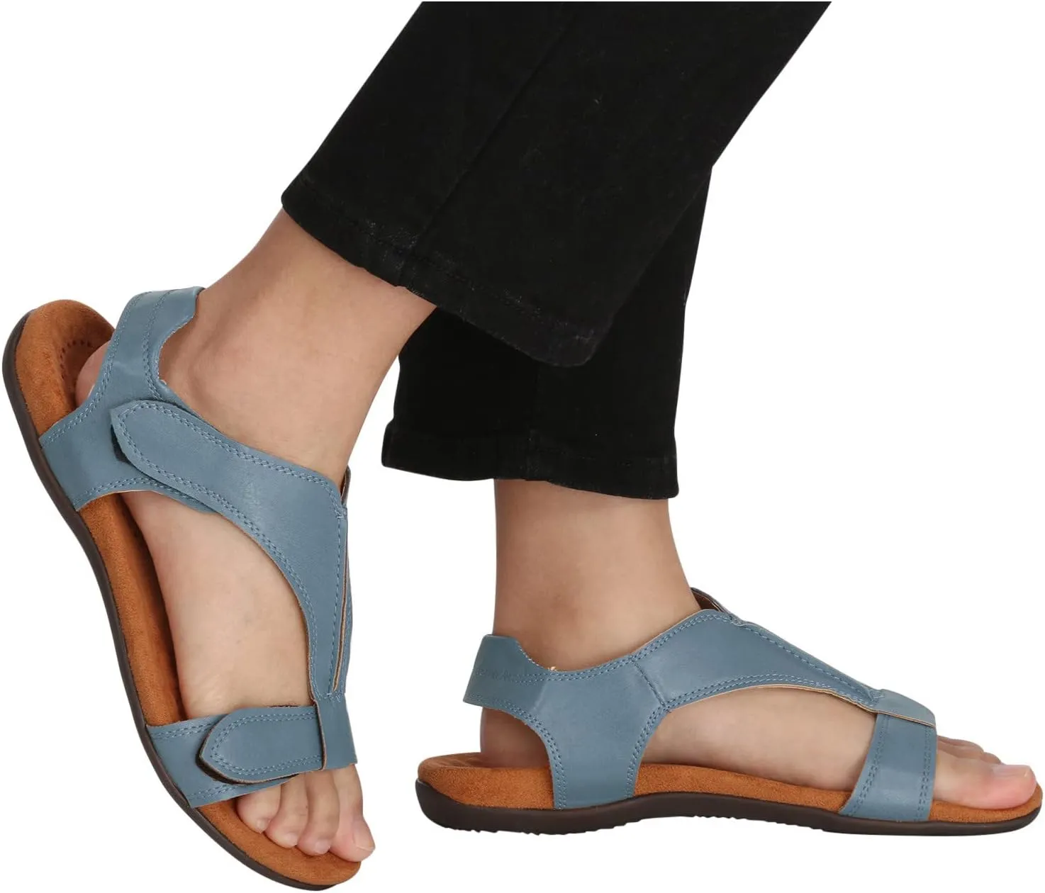 Sandals Women Dressy Summer Flat Open Toe Hook and Loop Slides Solid Lightweight Comfy Outdoor Ladies Casual Shoes Slippers Sandalias De Mujer