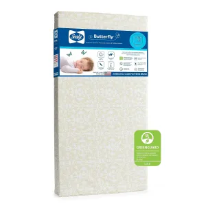 Sealy Baby Butterfly Posture Support Crib Mattress Plus Toddler Bed Fit, GREENGUARD Gold Certified, Made in USA, Premium American Foam, Non Toxic, Safety & Quality Tested, Made in USA, 52"X28"