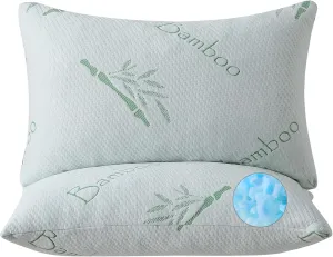 Shredded Memory Foam Pillows for Sleeping, Cooling Zippered Breathable Memory Foam Bed Pillow 2 Pack, Queen Size Firm Pillow Gel for Neck Support, Hotel Quality Bed Rest Pillow Set of 2