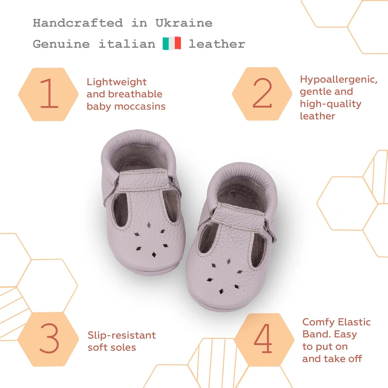 Soft Sole Infant, Baby and Toddler Shoes – Elastic T-Strap Italian Leather Baby Moccasin Shoes for Boys and Girls; Crib Shoes to Baby Walking Shoes Handcrafted in Europe