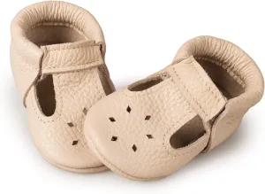 Soft Sole Infant, Baby and Toddler Shoes – Elastic T-Strap Italian Leather Baby Moccasin Shoes for Boys and Girls; Crib Shoes to Baby Walking Shoes Handcrafted in Europe