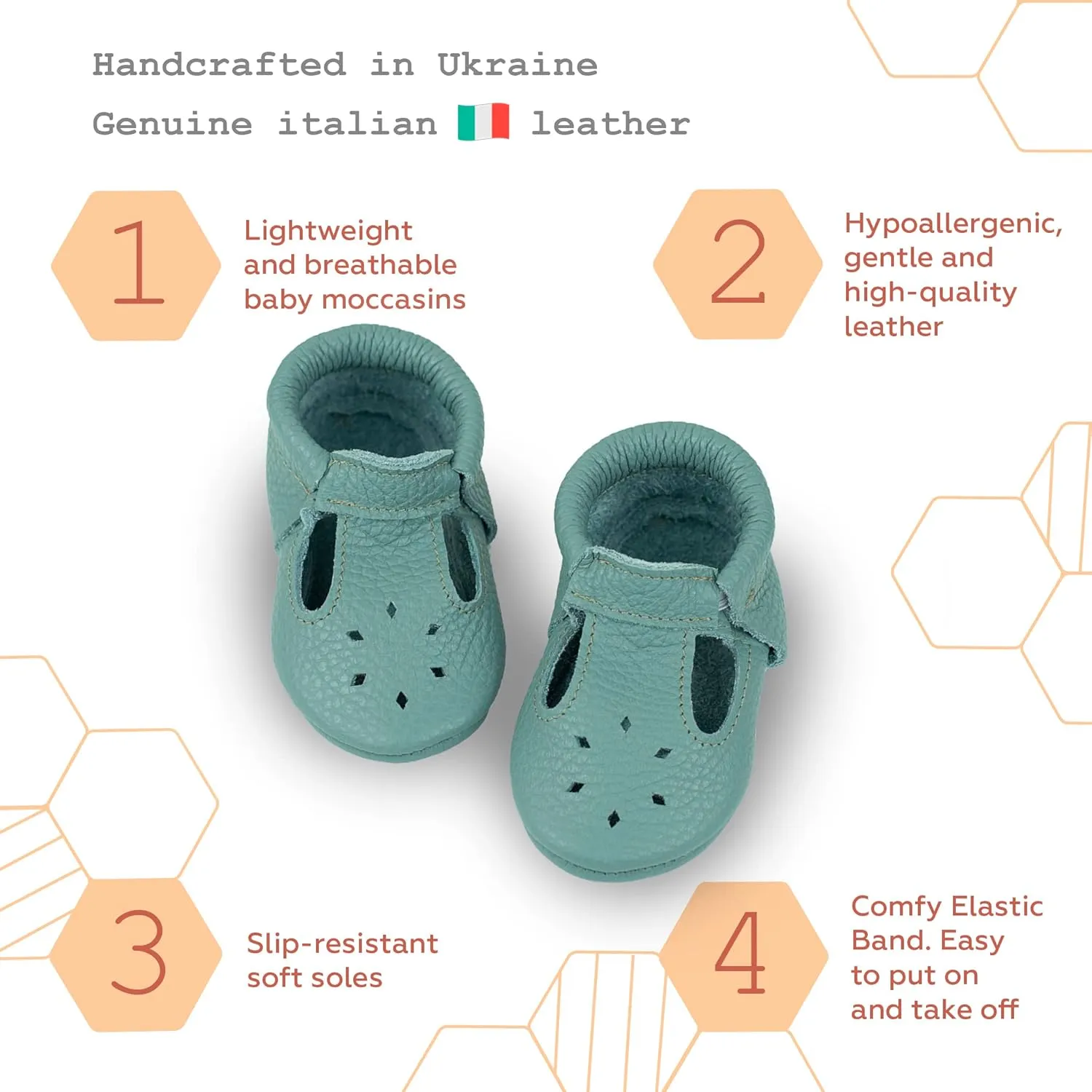 Soft Sole Infant, Baby and Toddler Shoes – Elastic T-Strap Italian Leather Baby Moccasin Shoes for Boys and Girls; Crib Shoes to Baby Walking Shoes Handcrafted in Europe