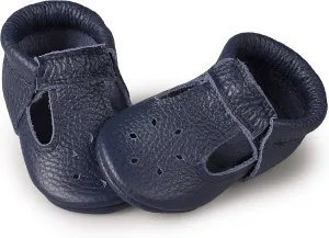Soft Sole Infant, Baby and Toddler Shoes – Elastic T-Strap Italian Leather Baby Moccasin Shoes for Boys and Girls; Crib Shoes to Baby Walking Shoes Handcrafted in Europe