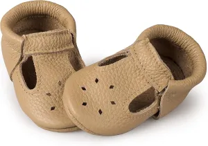 Soft Sole Infant, Baby and Toddler Shoes – Elastic T-Strap Italian Leather Baby Moccasin Shoes for Boys and Girls; Crib Shoes to Baby Walking Shoes Handcrafted in Europe