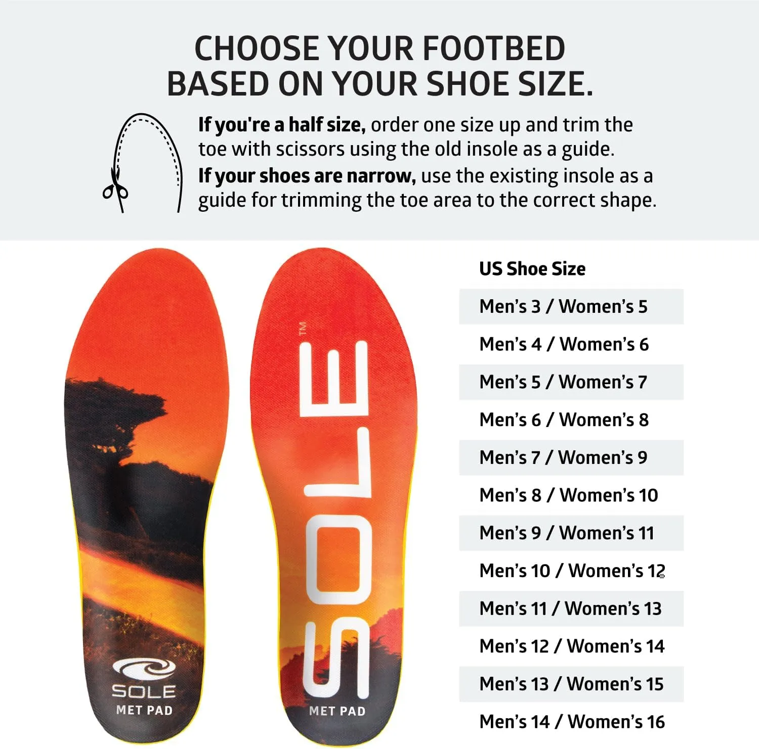 SOLE Performance Medium Plantar Fasciitis Insoles, Men & Women - Arch Support Inserts for Foot Health and Heel Pain Relief, Orthotic Shoe Inserts - Multiple Sizes