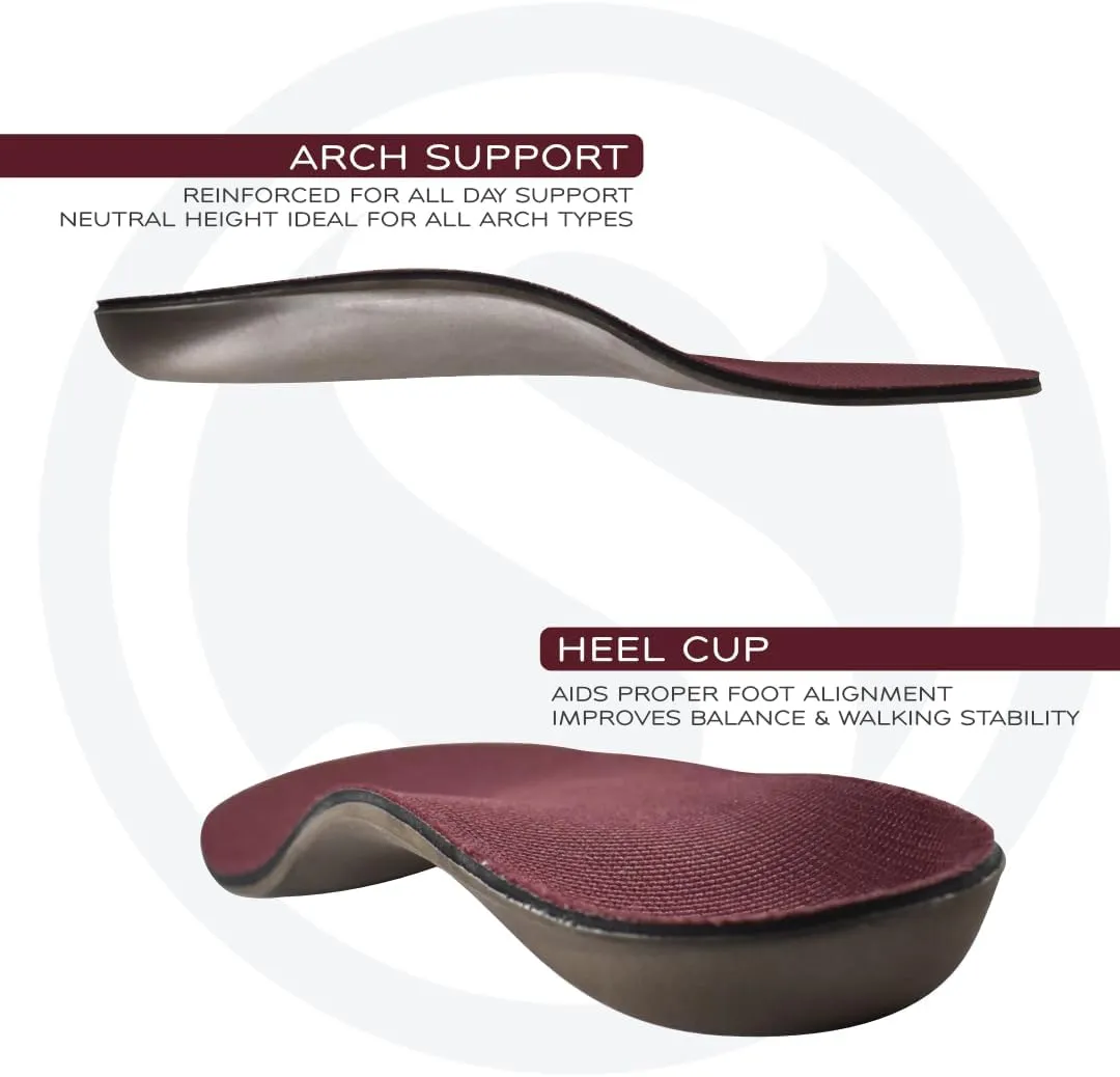 SoleAid III Performance Insole, Neutral Height Rigid Arch Support Orthotic for Overpronation, Shock Absorbing, Anti-Fatigue, All Day Comfort Shoe Insert (Women 9-9.5 / Men 7-7.5)