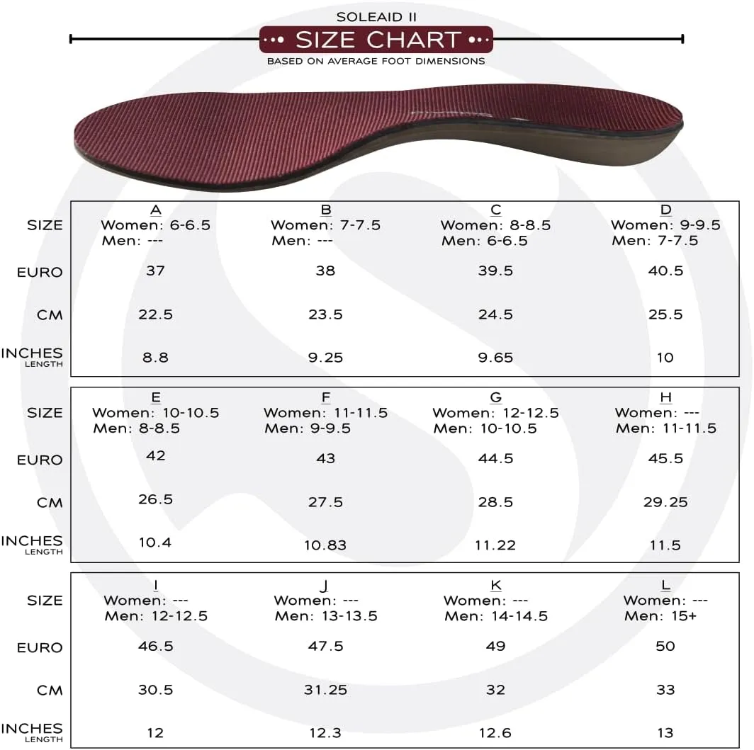 SoleAid III Performance Insole, Neutral Height Rigid Arch Support Orthotic for Overpronation, Shock Absorbing, Anti-Fatigue, All Day Comfort Shoe Insert (Women 9-9.5 / Men 7-7.5)